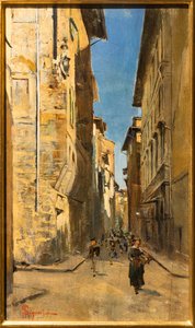 Gedeeltelijk uitzicht op een straat in het historische centrum van Florence, ca. 1880 door Telemaco Signorini
