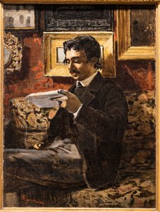 Lezende man door Telemaco Signorini