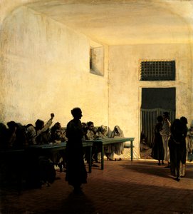 Afdeling van krankzinnige vrouwen in St Bonifazio in Florence door Telemaco Signorini