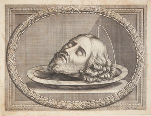 Johannes Døberens hoofd op een schaal