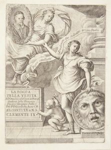 La Bocca della Verita. Titelvignet met portret van paus Clemens IX
