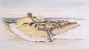 York Castle zoals het er kort na de bouw uitzag, met de Minster op de achtergrond, 1985 door Terry Ball