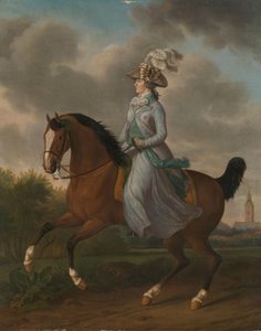 Frederika Sophia Wilhelmina van Pruisen (1751-1820), Ruiterportret van de vrouw van Prins Willem V door Tethart Philip Christian Haag