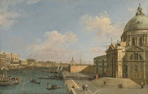 Ingang tot het Canal Grande, Venetië, kijkend naar het oosten, ca. 1730 (olieverf op doek) door The Bateman Master