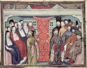 Het Parlement in Westminster zet Richard II af en roept de Hertog van Lancaster uit tot Koning Hendrik IV door The Virgil Master
