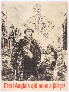 Het zijn de Engelsen die dit ons hebben aangedaan. Vichy Frankrijk Propagandaposter, 1940