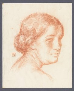 Portret van een onbekende vrouw door Theo Van Rysselberghe (signed by artist)