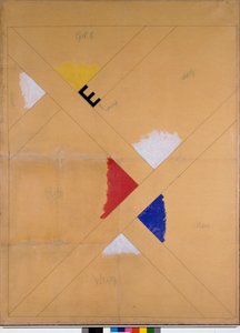 Onafgewerkte poster voor de Van Doesburg tentoonstelling door Theo van Doesburg