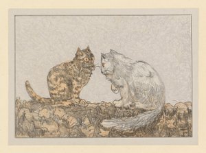 Twee katten op een muur door Theo van Hoytema