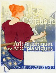 Muziek. La Libre Esthetique, concerten in Brussel. Poster door Van Rysselberghe, België, c.1895