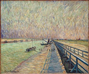 Aanlegsteiger in Nieuport door Theo von Brockhusen