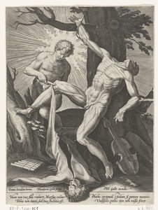 Apollo vilt Marsyas door Theodoor Galle
