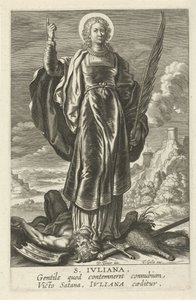 Heilige Juliana S. Jvliana (title on object) Vrouwelijke heiligen (series title) Speculum Illustratum Virginum (series title) door Theodoor Galle