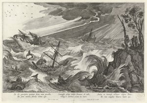 Herfst: storm op zee door Theodoor Galle