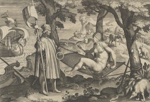 Nieuwe Uitvindingen van de Moderne Tijd [Nova Reperta], De Ontdekking van Amerika, plaat 1