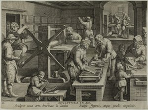 De uitvinding van de kopergravure door Theodoor Galle