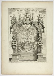 Stamboom van de Oostenrijkse Koninklijke Familie, plaat 32 uit Casperius Gevartius, Pompa Introitus Honori Serenissimi Principis Ferdinandi (Triomfantelijke Intocht van de Meest Serene en Eervolle Kardinaal-Infant Ferdinand)