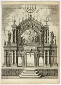 Podium ter Herinnering aan Isabella Clara Eugenia, plaat 24 uit Casperius Gevartius, Pompa Introitus Honori Serenissimi Principis Ferdinandi (Triomfantelijke Intocht van de Zeer Serene en Eervolle Kardinaal-Infant Ferdinand)