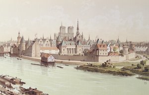 Île de la Cité in 1530 door Theodor Josef Hubert Hoffbauer