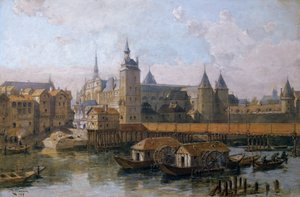 Het Ile de la Cité en het Palais de Justice (voorheen het Palais Royal) in de 16e eeuw