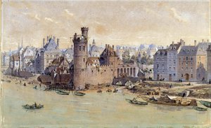 Uitzicht op de Toren van Nesles in Parijs in de 17e eeuw door Theodor Josef Hubert Hoffbauer