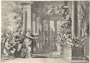 Allegorische voorstelling: de tempel van wijsheid door Theodor Matham