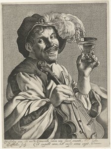 Man met viool en roemer