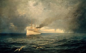 Stoomschip Kaiser Wilhelm II. op volle zee