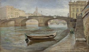 Een Bewolkte Dag in Florence nabij Ponte Santa Trinità door Theodor Philipsen