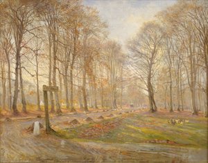 Late herfstdag in het Jægersborg Deer Park, ten noorden van Kopenhagen door Theodor Philipsen