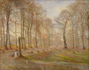 Late Herfstdag in het Jægersborg Hertenkamp, ten noorden van Kopenhagen door Theodor Philipsen