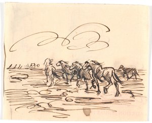 Dravende paarden door Theodor Philipsen
