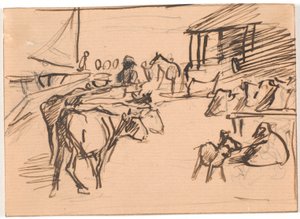 Uitladen van vee uit de haven van Kastrup door Theodor Philipsen