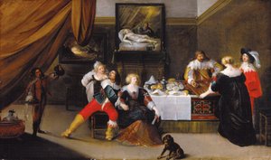 De kaartspelers (backgammonspelers) - Kaartspelers, door Theodor Rombouts (1597-1637). Olieverf op doek, circa 1620-1630. Residenzgalerie Salzburg door Theodor Rombouts