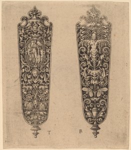 Ornament voor mesheft door Theodor de Bry