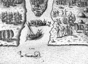 De Franse zeilen op River May door Theodor de Bry