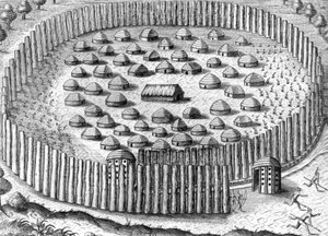 Dorp van de Timucua-indianen