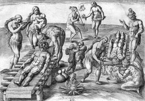 Timucua-indianen behandelen de zieken door Theodor de Bry