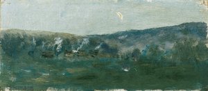 Heuvellandschap met maansikkel door Theodor von Hormann