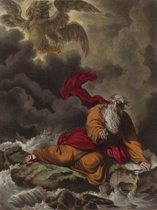 Ezechiël en de cherubijnen door Theodore (after) Lane