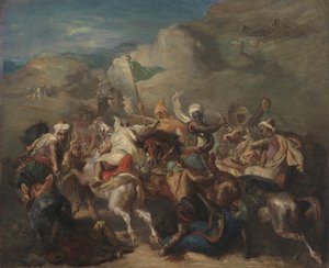 Slag van Arabische Ruiters Rond een Standaard door Théodore Chassériau