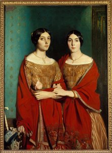 Miss Chasseriau, bekend als de twee zusters. Portret van Adele (1810-1869) en Aline (1822-1871) zusters van de kunstenaar. Schilderij door Theodore Chasseriau (1819-1856) door Théodore Chassériau