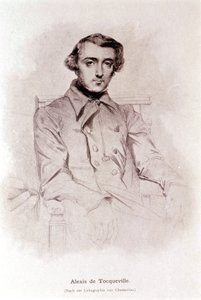 Portret van Alexis de Tocqueville. Lithografie van Chasseriau. 19e eeuw.