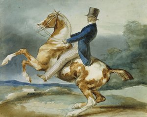 Een Ruiter en Zijn Steigerend Paard door Theodore Gericault