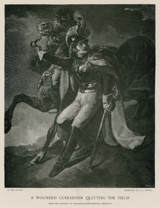 Een gewonde kurassier verlaat het veld door Theodore Gericault