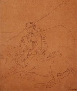 Arabier met het hoofd van zijn stervende paard door Theodore Gericault