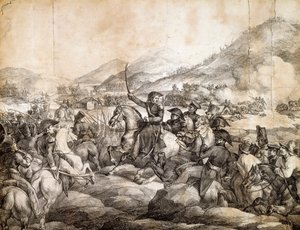 Slag bij Chacabuco, februari 1817, die de overwinning van José De San Martin op de Spanjaarden bezegelde door Theodore Gericault