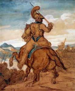 Karabinier of kurassier te paard door Theodore Gericault