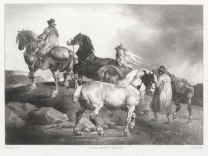 Paarden die naar de kermis worden geleid (Horses Being Led to the Fair)