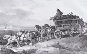 Kolenkarren getrokken door paarden (1822)